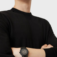 Emporio Armani Meccanico Skeleton Black Dial Black Steel Strap Watch For Men - AR60045