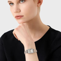 Emporio Armani Gianni T Bar White Mother Of Pearl Dial Two Tone Steel Strap Watch For Women - AR11519