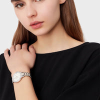 Emporio Armani Cleo Crystals Mother Of Pearl Dial Silver Steel Strap Watch For Women - AR11484