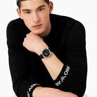 Emporio Armani Paolo Chronograph Black Dial Black Leather Strap Watch For Men - AR11530