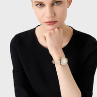 Emporio Armani Gianni T Bar Crystals Silver Dial Brown Leather Strap Watch For Women - AR11518