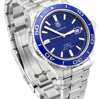 Tag Heuer Aquaracer Calibre 5 Automatic Blue Dial Silver Steel Strap Watch for Men - WAK2111.BA0830