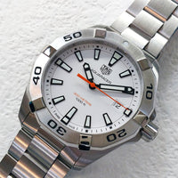 Tag Heuer Aquaracer Quartz White Dial Silver Steel Strap Watch for Men - WBD1111.BA0928