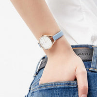 Emporio Armani Aurora Quartz Mother of Pearl White Dial Blue Leather Strap Watch For Women - AR11109