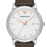 Emporio Armani Herren White Dial Brown Leather Strap Watch For Men - AR11103