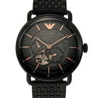 Emporio Armani Automatic Multifunction Black Dial Black Mesh Bracelet Watch For Men - AR60025