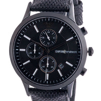 Emporio Armani Renato Chronograph Black Dial Black Nylon Strap Watch For Men - AR11457