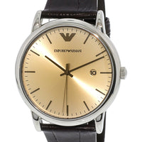 Emporio Armani Luigi Analog Bronze Dial Brown Leather Strap Watch For Men - AR11096