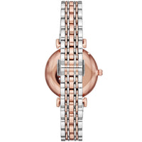 Emporio Armani Gianni T Bar Quartz White Dial Two Tone Steel Strap Watch For Women - AR80035