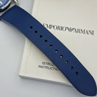 Emporio Armani Aviator Quartz Blue Dial Blue Leather Strap Watch For Men - AR11335