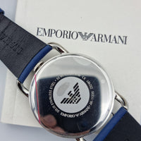 Emporio Armani Aviator Quartz Blue Dial Blue Leather Strap Watch For Men - AR11335