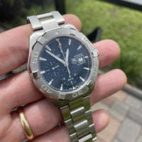 Tag Heuer Aquaracer Caliber 16 Automatic Chronograph Blue Dial Silver Steel Strap Watch for Men - CAY2112.BA0927
