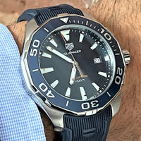 Tag Heuer Aquaracer Quartz Blue Dial Blue Rubber Strap Watch for Men - WAY101C.FT6153