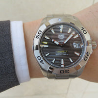 Tag Heuer Aquaracer Calibre 5 Grey Dial Silver Steel Strap Watch for Men - WBD2113.BA0928