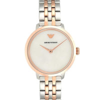 Emporio Armani Modern Slim Analog Mother of Pearl Dial Two Tone Steel Strap Watch For Women - AR11157