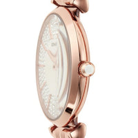 Emporio Armani Gianni T-Bar Crystals Silver Dial Rose Gold Steel Strap Watch For Women - AR11446