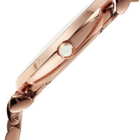 Emporio Armani Gianni T-Bar Crystals Silver Dial Rose Gold Steel Strap Watch For Women - AR11446