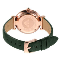 Emporio Armani Pro Planet Analog Silver Dial Green Leather Strap Watch For Women - AR11517