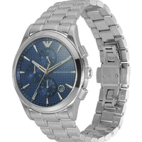 Emporio Armani Chronograph Blue Dial Silver Steel Strap Watch For Men - AR11528