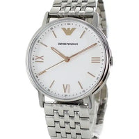 Emporio Armani Kappa Quartz White Dial Silver Steel Strap Watch For Men - AR80014
