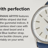 Emporio Armani Renato White DIal Blue Leather Strap Watch For Men - AR11119