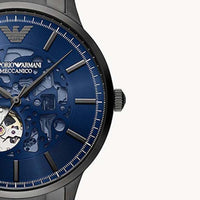 Emporio Armani Renato Automatic Blue Dial Grey Steel Strap Watch For Men - AR60056