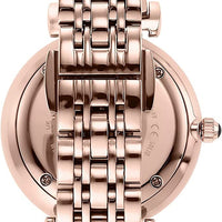 Emporio Armani Gianni T-Bar Quartz Crystals Black Dial Gold Steel Strap Watch For Women - AR11423