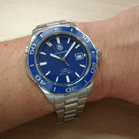 Tag Heuer Aquaracer Calibre 5 Automatic Blue Dial Silver Steel Strap Watch for Men - WAK2111.BA0830