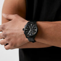 Emporio Armani Claudio Chronograph Black Dial Black Leather Strap Watch For Men - AR11483