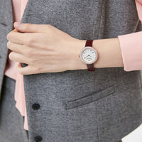 Emporio Armani Rosa Two Hand White Dial Red Leather Strap Watch For Women - AR11357