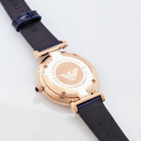 Emporio Armani Gianni T-Bar Quartz Blue Dial Blue Leather Strap Watch for Women - AR11424