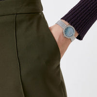 Emporio Armani Rosa Diamonds Mother of Pearl Blue Dial Silver Mesh Bracelet Watch For Women - AR11380