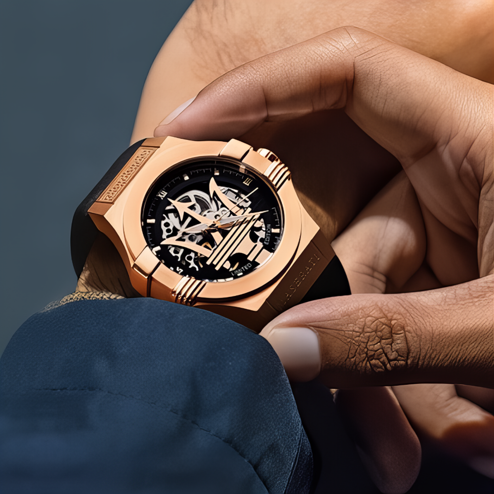 Maserati R8821108025 Automatic Skeleton Dial Rose Gold Men's Watch