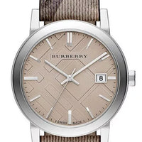 Burberry Ladies Watch The City 34mm Smoke Check Strap BU9118