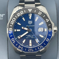 Tag Heuer Aquaracer GMT Calibre 6 Automatic Blue Dial Silver Steel Strap Watch for Men - WAY201T.BA0927