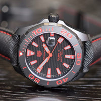 Tag Heuer Aquaracer Caliber 5 Black Dial Black Nylon Strap Watch for Men - WAY208A.FC6381