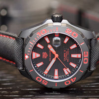Tag Heuer Aquaracer Caliber 5 Black Dial Black Nylon Strap Watch for Men - WAY208A.FC6381