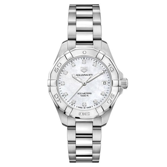 TAG Heuer Aquaracer WBD1314.BA0740 Ladies' Mother-of-Pearl Dial Diamond Diver Watch in Stainless Steel