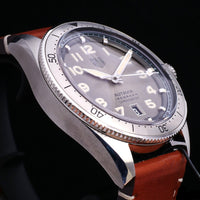 Tag Heuer Autavia Isograph Grey Dial Calfskin Brown Leather Strap Watch for Men - WBE5111.FC8267