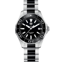Tag Heuer Aquaracer Quartz Black Dial Two Tone Steel Strap Watch for Men - WAY131A.BA0913