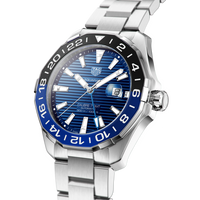 Tag Heuer Aquaracer GMT Calibre 6 Automatic Blue Dial Silver Steel Strap Watch for Men - WAY201T.BA0927