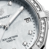 Tag Heuer Aquaracer Diamonds White Mother of Pearl Dial Silver Steel Strap Watch for Women - WBD1315.BA0740