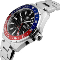 Tag Heuer Aquaracer GMT Caliber 7 Pepsi Black Dial Silver Steel Strap Watch for Men - WAY201F.BA0927