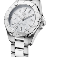Tag Heuer Aquaracer Quartz Mother of Pearl White Dial Silver Steel Strap Watch for Women - WBD1411.BA0741