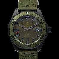 Tag Heuer Aquaracer Automatic Green Dial Khakhi Green Nylon Strap Watch for Men - WAY208E.FC8222