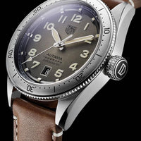 Tag Heuer Autavia Isograph Grey Dial Calfskin Brown Leather Strap Watch for Men - WBE5111.FC8267