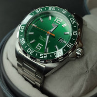Tag Heuer Formula 1 Quartz Green Dial Silver Steel Strap Watch for Men - WAZ1017.BA0842