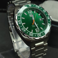 Tag Heuer Formula 1 Quartz Green Dial Silver Steel Strap Watch for Men - WAZ1017.BA0842
