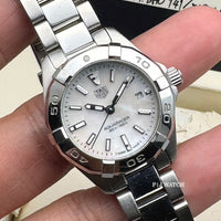 Tag Heuer Aquaracer Quartz Mother of Pearl White Dial Silver Steel Strap Watch for Women - WBD1411.BA0741