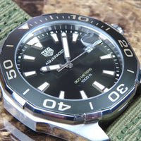 Tag Heuer Aquaracer Black Dial Khakhi Green NATO Strap Watch for Men - WAY101E.FC8222